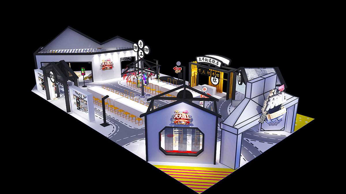 以黑白风格为主要建筑特色呃非遗文化快闪店别有一番