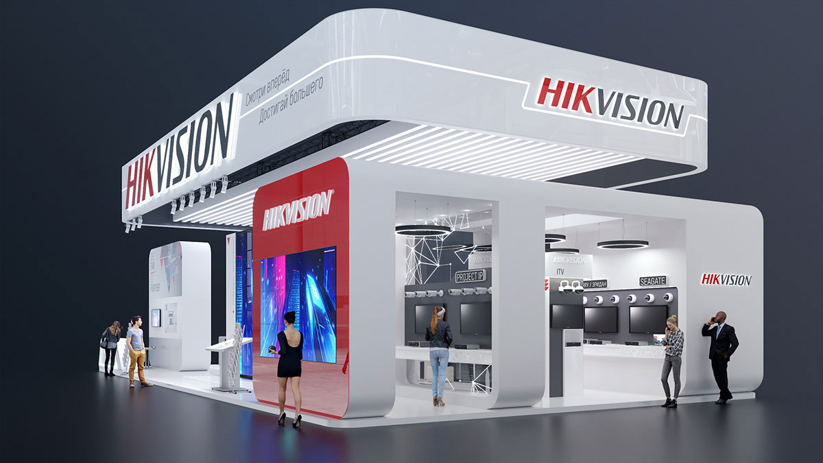 简洁色彩搭配的展位设计反而让海康威视更吸睛了